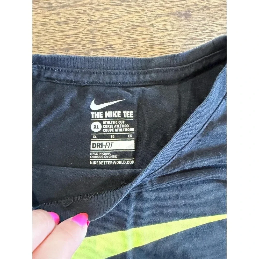 Nike Dri-FIT Athlete Graphic T-Shirt Black Neon Yellow XL Athletic Cut Tee